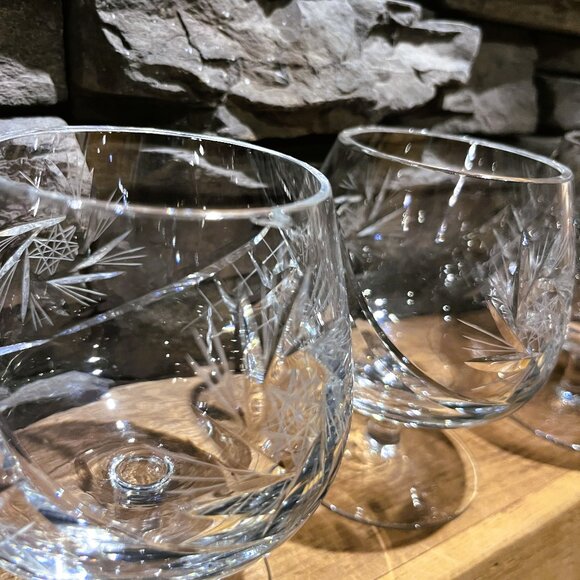 ELEGANT CRYSTAL Water or Brandy Snifter Glasses 3 plus 1 set Pinwheel - Picture 8 of 11